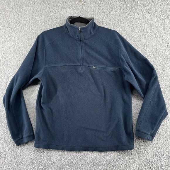 LL Bean Fleece Sweater Mens Small Quarter Zip Pullover Sweatshirt Blue Cozy Late - Picture 1 of 13